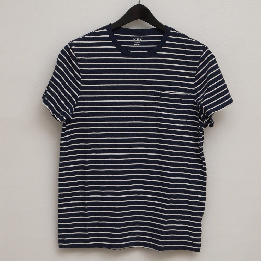 J Crew striped basic pocket tee | Size Large